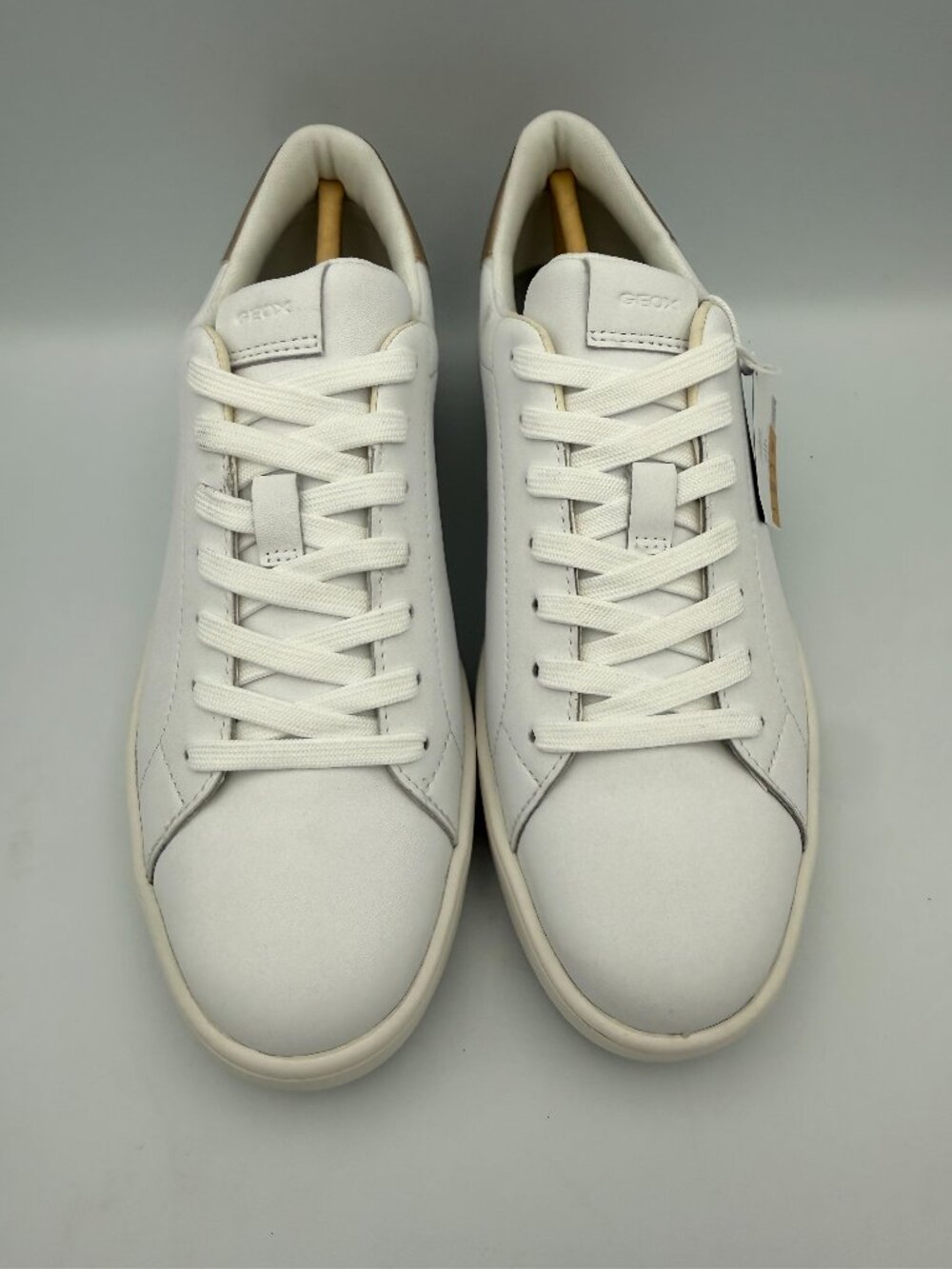 Geox Spherica Ecub-1 B White Light Gold Leather Sneakers Size 9